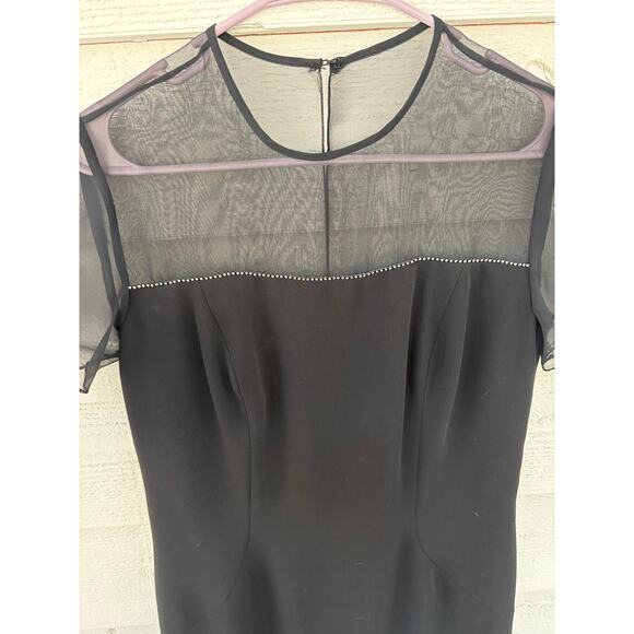 Vintage *Ann Hobbs for Cattiva* Black Sheer Dress Rhinestone Detail Women's 10 - Picture 3 of 9